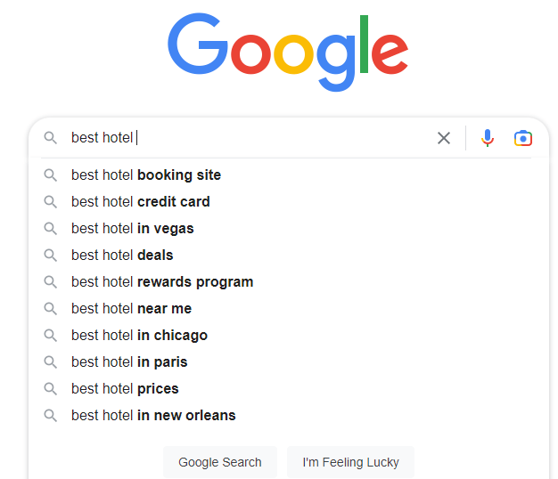 google suggesting local keywords below search bar